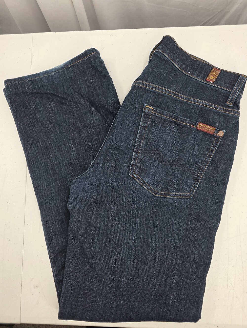 7 For All Mankind Austyn Dark Wash Mid-Rise Straight Denim Jeans Mens Size 30x30